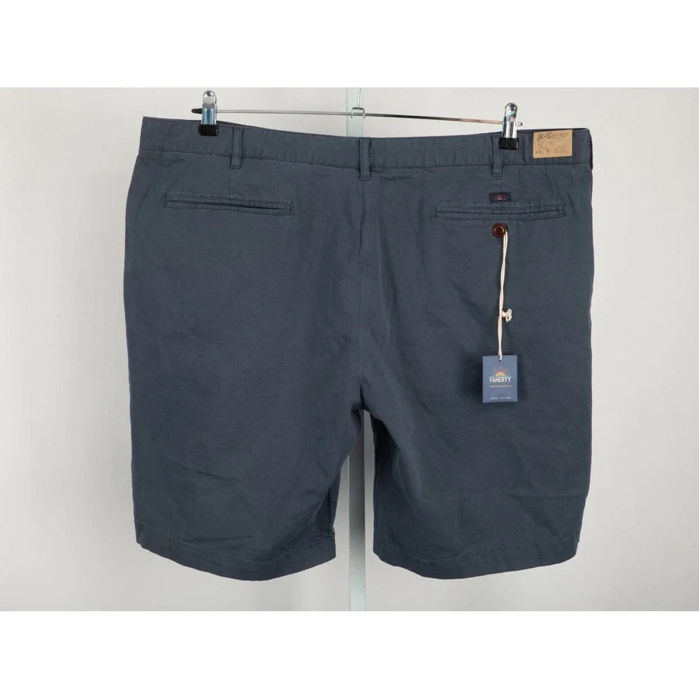 Faherty Stretch Chino Short Mens 42 Navy Blue Garment Dyed MBC0017NVY NEW
